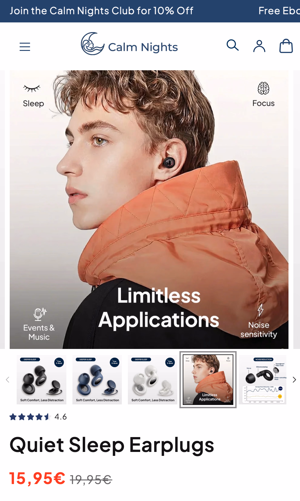 Calm Nights — Quiet Sleep Earplugs product page