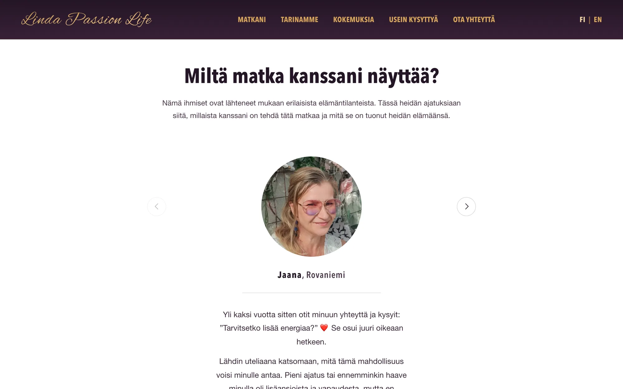 Linda Passion Life testimonials