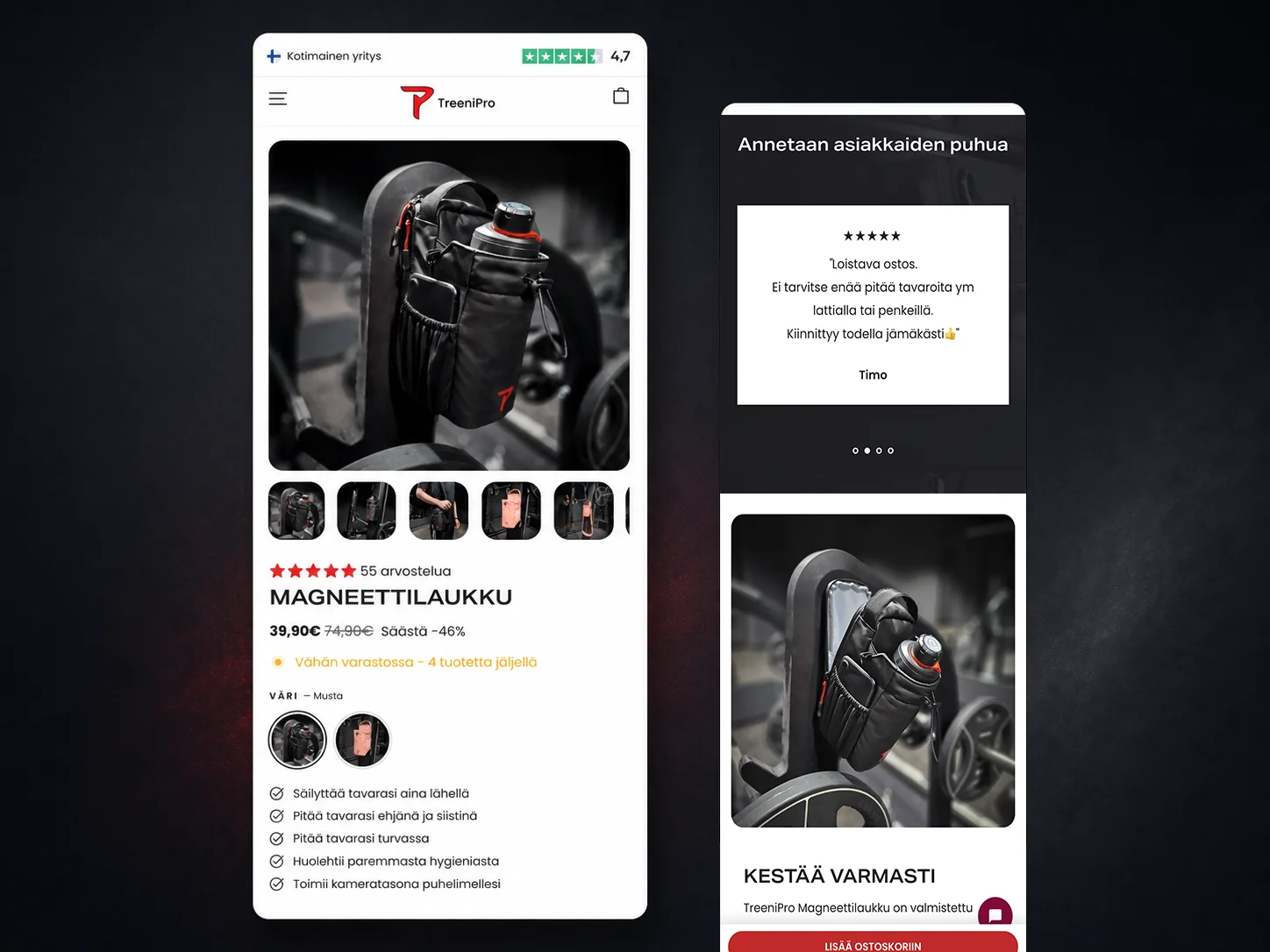 TreeniPro mobile product page